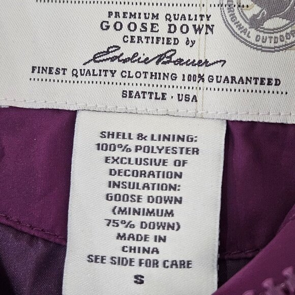 Eddie Bauer Womens Goose Down Puffer Vest Small Plum Purple Polyester - Picture 10 of 11
